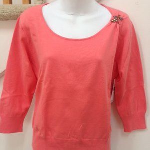 i.e. Sweater with Brooch, Size L, 70% Cotton, 30% Nylon